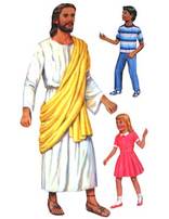 Jesus Standing with Two Children