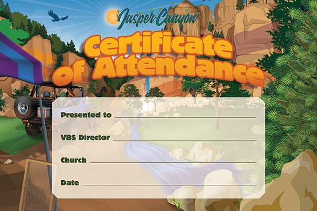 Jasper Canyon VBS Certificate of Attendance (Set of 10)