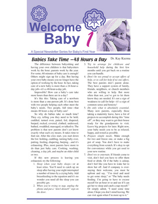 Welcome Baby -- Newsletters for Individual Family