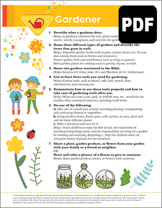 Sunbeam Gardener Award – PDF Download