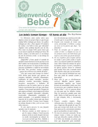 Welcome Baby -- Newsletters for Individual Family (Spanish)