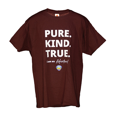 Adventurer T-shirt: Pure Kind True (Maroon)