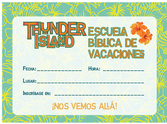 Thunder Island VBS Postcard Invites (Set of 100) Spanish