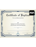 Certificate of Baptism - Download