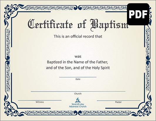 Certificate of Baptism - Download