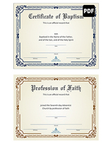 Certificate of Baptism and Profession of Faith - PDF Download