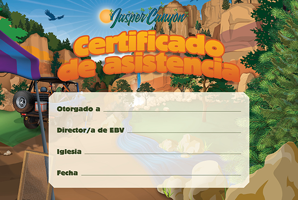 Jasper Canyon VBS Certificate of Attend (Set of 10) Spanish