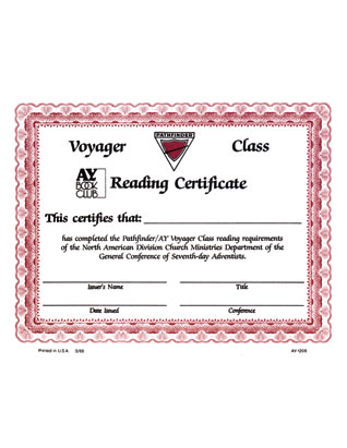 Voyager Reading Certificate