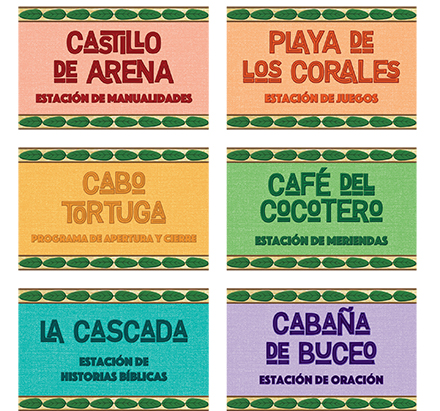 Thunder Island VBS Station Posters (Set of 6) Spanish