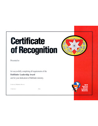 Pathfinder Leadership Award Achievement Certificate
