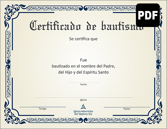 Certificate of Baptism PDF Download - Spanish