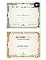 Certificate of Baptism and Profession of Faith - PDF Download | Spanish