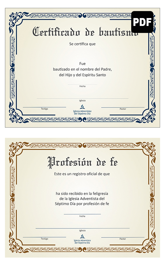 Certificado de bautismo | PDF Descargable