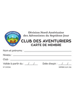 Adventurer Club Membership Card (Pkg of 25) French