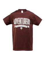 Adventurer T-shirt: At Home, At School, At Play (Maroon)