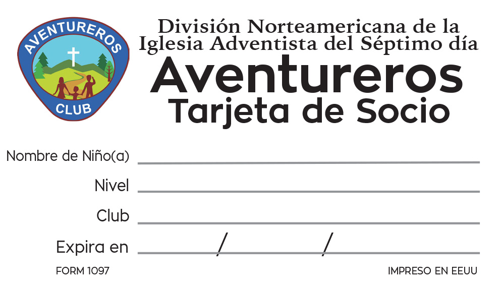 Adventurer Club Membership Cards (Spanish) Sheet of 10