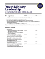 Youth Ministry Leadership - Record Card