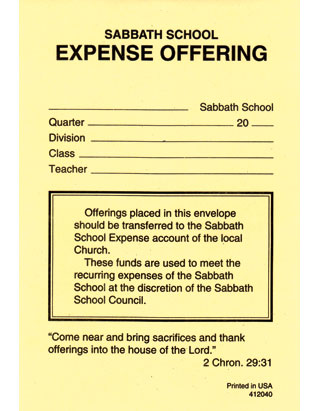 Sabbath School Expense Offering Envelopes-Small Envelope